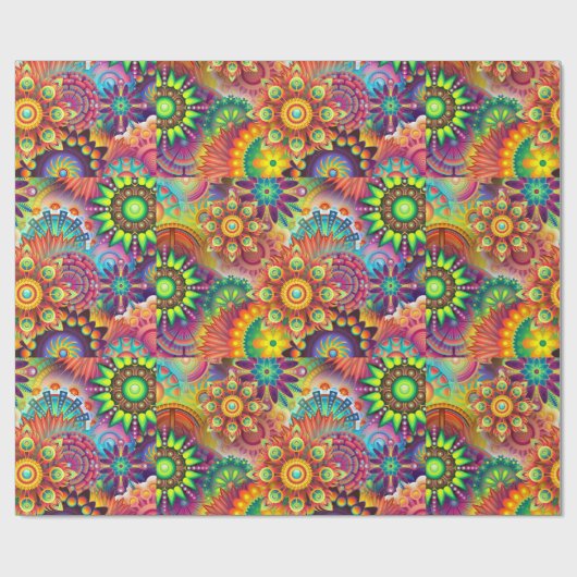 Hippie Groovy Techno Psychedelic Thunder_Cove Geschenkpapier (Flach)