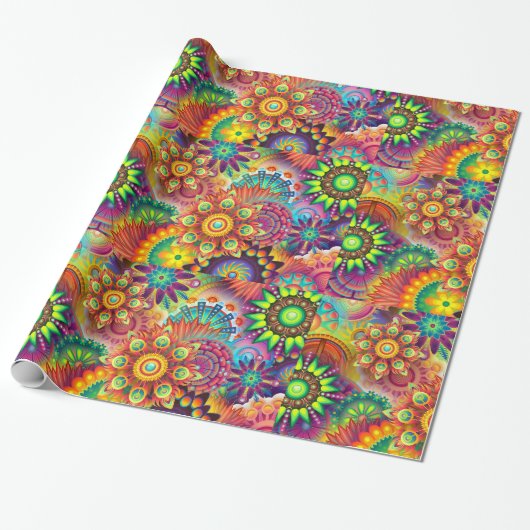 Hippie Groovy Techno Psychedelic Thunder_Cove Geschenkpapier (Ungerollt)