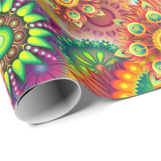 Hippie Groovy Techno Psychedelic Thunder_Cove Geschenkpapier (Rolleneckpunkt)