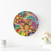 Hippie Groovy Techno Psychedelic Thunder_Cove Große Wanduhr (Zuhause)