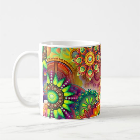 Hippie Groovy Techno Psychedelic Thunder_Cove Kaffeetasse (Links)