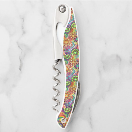 Hippie Groovy Techno Psychedelic Thunder_Cove Kellnermesser (Vorderseite)