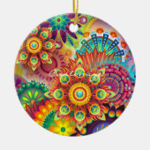 Hippie Groovy Techno Psychedelic Thunder_Cove Keramik Ornament (Vorne)