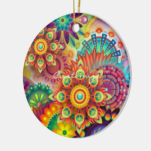 Hippie Groovy Techno Psychedelic Thunder_Cove Keramik Ornament (Links)