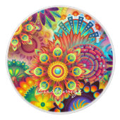 Hippie Groovy Techno Psychedelic Thunder_Cove Keramikknauf (Vorderseite)