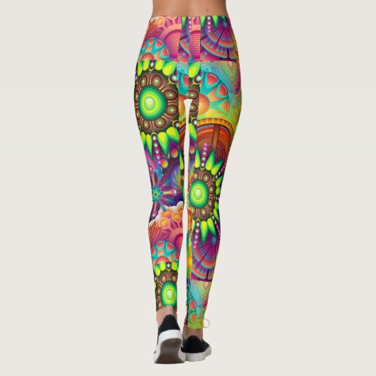 Hippie Groovy Techno Psychedelic Thunder_Cove Leggings (Rückseite)