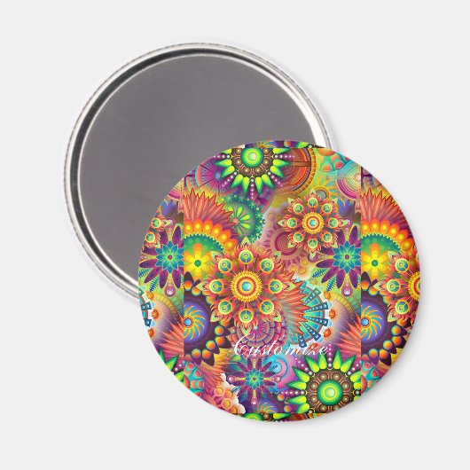 Hippie Groovy Techno Psychedelic Thunder_Cove Magnet (Vorderseite/Rückseite)