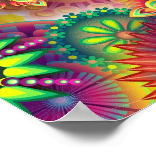 Hippie Groovy Techno Psychedelic Thunder_Cove Poster (Ecke)