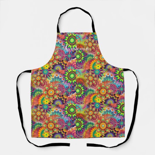 Hippie Groovy Techno Psychedelic Thunder_Cove Schürze (Vorderseite)