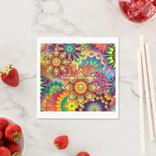 Hippie Groovy Techno Psychedelic Thunder_Cove Serviette (Beispiel)