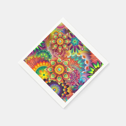 Hippie Groovy Techno Psychedelic Thunder_Cove Serviette (Ecke)