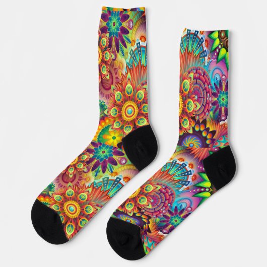 Hippie Groovy Techno Psychedelic Thunder_Cove Socken (Linkes Detail)