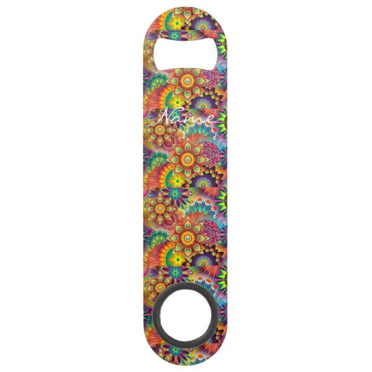 Hippie Groovy Techno Psychedelic Thunder_Cove Speed Flaschenöffner (Vorderseite)