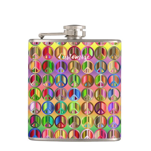 Hippie groovyThunder_Cove Friedenssymbole Flachmann (Vorderseite)