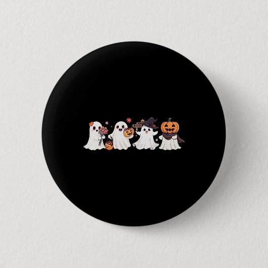 Hippie Halloween Cute Ghost Boo Spooky Season Pump Button (Vorderseite)
