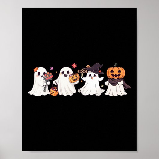 Hippie Halloween Cute Ghost Boo Spooky Season Pump Poster (Vorne)