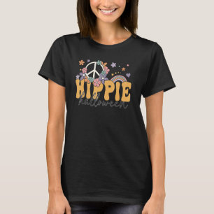 Hippie Halloween Floral Peace Sign Spooky Vibes Ha T-Shirt