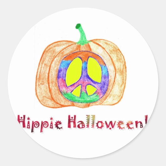 Hippie Halloween Funny Pumpkin Sticker (Vorderseite)