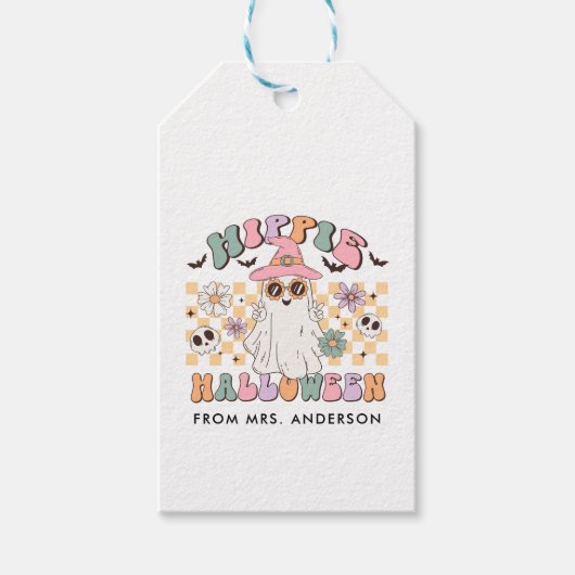 Hippie Halloween Groovy Retro Geschenkanhänger (Vorderseite)