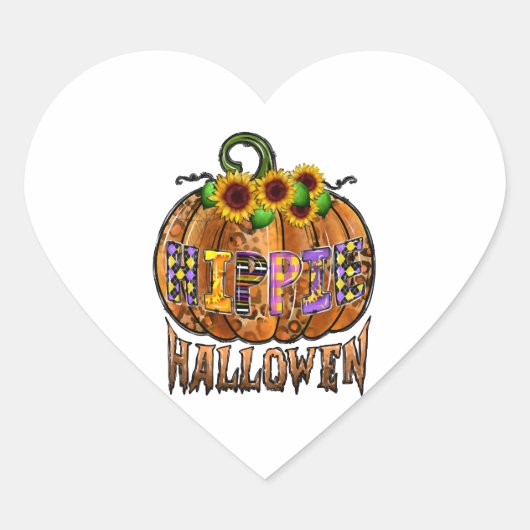 Hippie Halloween Herz-Aufkleber (Vorderseite)