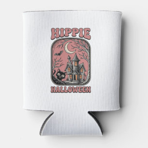 Hippie Halloween Katze Spukhaus Vintage Design_ Dosenkühler