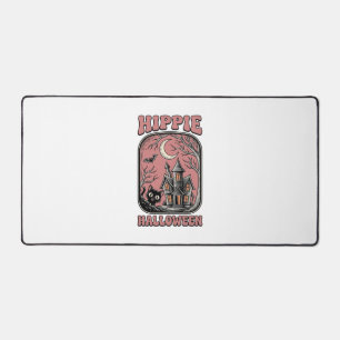 Hippie Halloween Katze Spukhaus Vintage Design_ Schreibtischunterlage