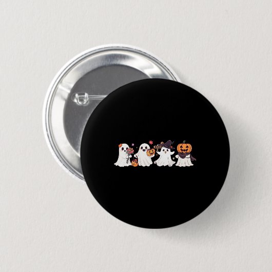 Hippie Halloween Niedlich Ghost Boo Spooky Saisonp Button (Vorne & Hinten)