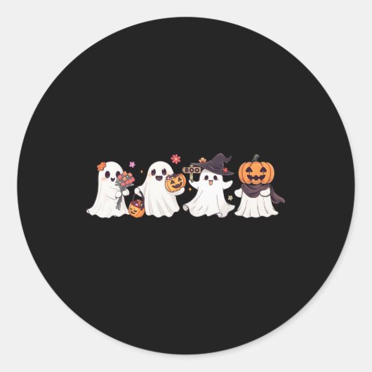Hippie Halloween Niedlich Ghost Boo Spooky Saisonp Runder Aufkleber (Vorderseite)