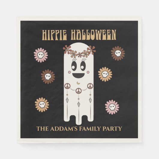 Hippie Halloween Niedlich Ghost Serviette (Vorderseite)
