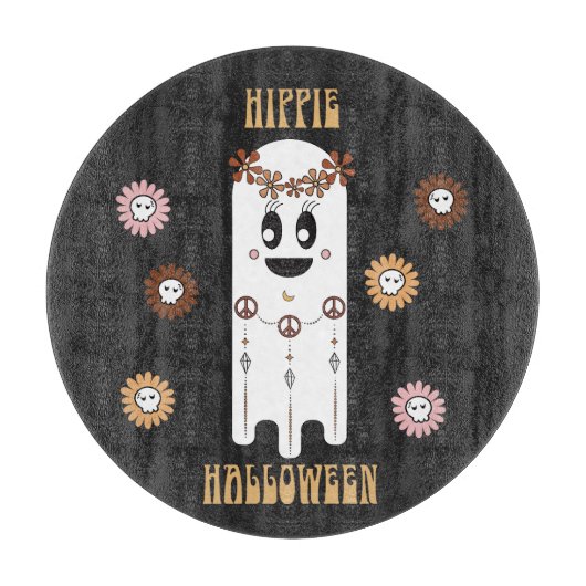 Hippie Halloween Niedlich Ghost und Skull Blume Schneidebrett (Vorderseite)