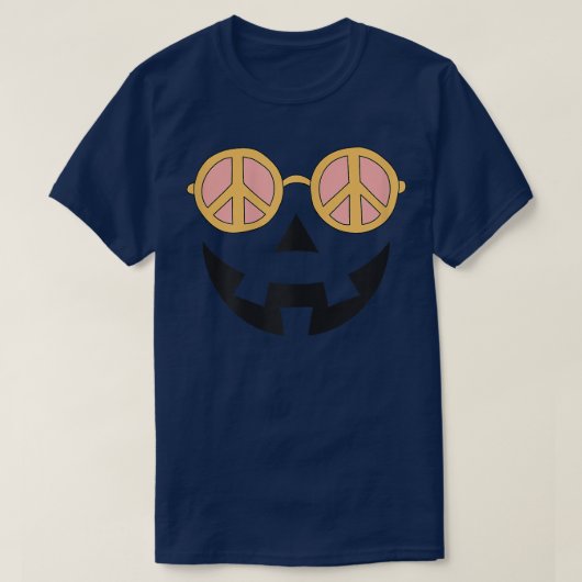Hippie Halloween Pumpkin Peace Sign Sunglasses for T-Shirt (Design vorne)