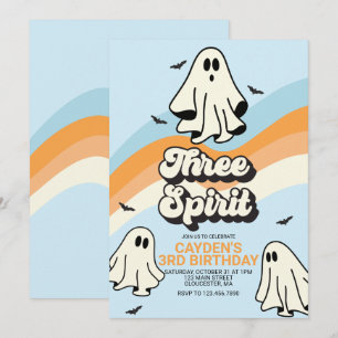Hippie Halloween Retro-Geist Drei Geister  Einladung