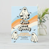 Hippie Halloween Retro Ghost Vier je Spooky Einladung (Stehend Vorderseite)