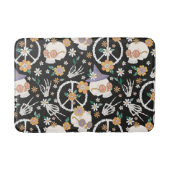 Hippie Halloween Skulls und Blume Muster Badematte (Vorderseite)