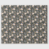 Hippie Halloween Skulls und Blume Muster Geschenkpapier (Flach)