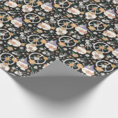 Hippie Halloween Skulls und Blume Muster Geschenkpapier (Ecke)