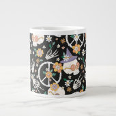 Hippie Halloween Skulls und Blume Muster Jumbo-Tasse (Vorderseite)