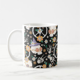Hippie Halloween Skulls und Blume Muster Kaffeetasse