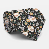 Hippie Halloween Skulls und Blume Muster Krawatte (Gerollt)