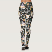 Hippie Halloween Skulls und Blume Muster Leggings (Rückseite)
