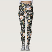 Hippie Halloween Skulls und Blume Muster Leggings (Vorderseite)