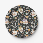 Hippie Halloween Skulls und Blume Muster Pappteller (Vorderseite)