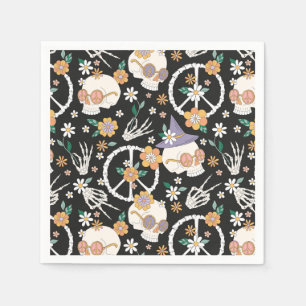 Hippie Halloween Skulls und Blume Muster Serviette