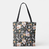 Hippie Halloween Skulls und Blume Muster Tasche (Rückseite)