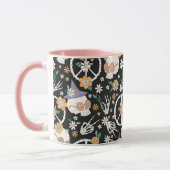 Hippie Halloween Skulls und Blume Muster Tasse (Links)