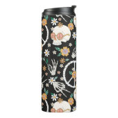 Hippie Halloween Skulls und Blume Muster Thermosbecher (Nach links gedreht)