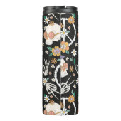 Hippie Halloween Skulls und Blume Muster Thermosbecher (Rückseite)
