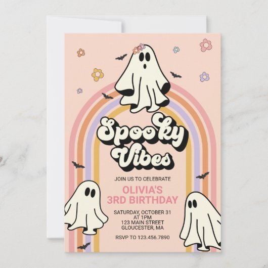 Hippie Halloween Spooky Vibes Geburtstag Einladung (Vorderseite)
