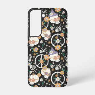 Hippie-Halloween-Totenköpfe und Blumenmuster Samsung Galaxy Hülle