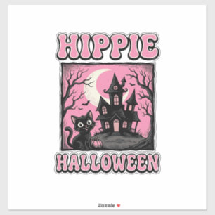 Hippie Halloween Vintage Spukhaus Katze T-Shirt_1 Aufkleber